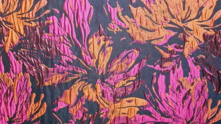 Jacquard Lurex Flower Fuchsia/Pumpkin