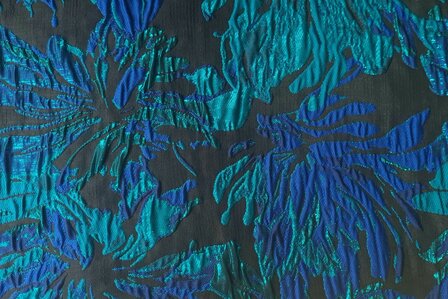 Jacquard Lurex Flower Petrol/Kobalt