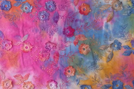 Cord Embroidery Tie Dye Pink-Multi