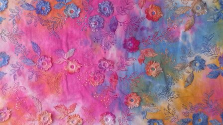 Cord Embroidery Tie Dye Pink-Multi