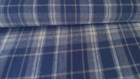 Cotton Flannel Check Blue/Beige