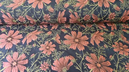 Jacquard Flower Navy/Red