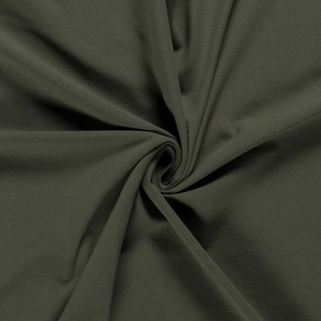 Katoen Tricot Effen Olijf Groen