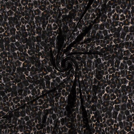 Viscose Jersey Flock Animals Dark Grey