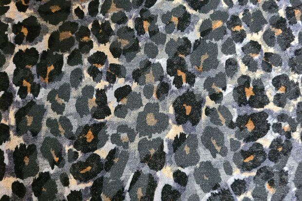 Viscose Jersey Flock Animals Dark Grey