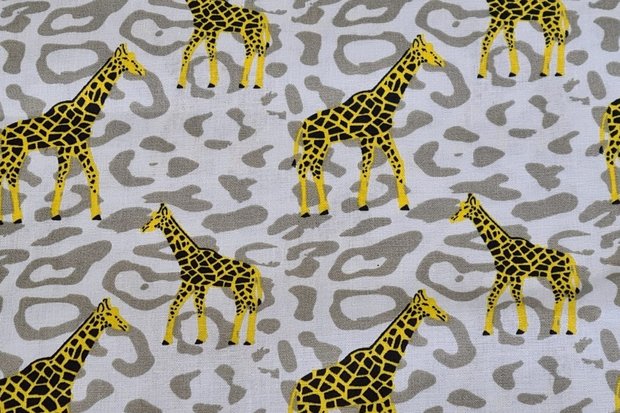 Cotton Printed Giraffe Beige