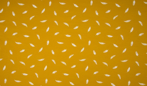 Cotton Jersey Feathers Yellow