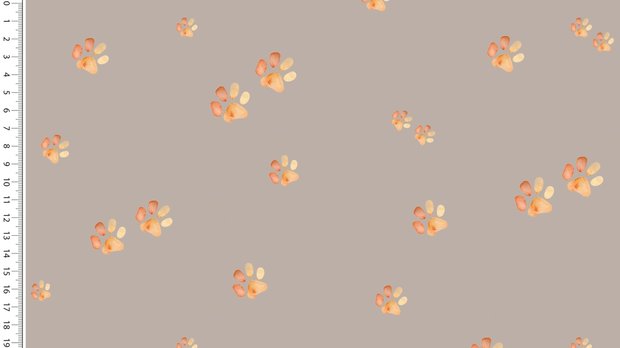 Cotton Jersey Digital Paws Taupe