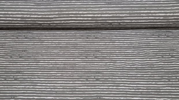 Cotton Jersey Vintage Stripes Grey