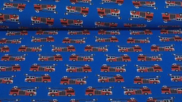Cotton Jersey Fire Truck Blue