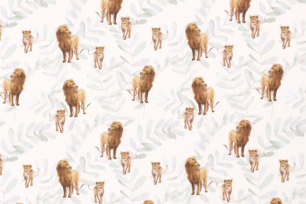 Cotton Jersey Digital Lion & Twig