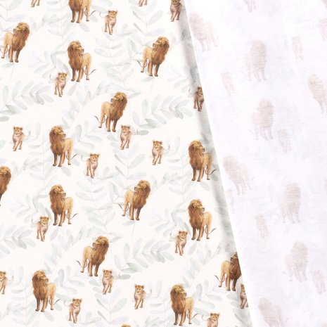 Cotton Jersey Digital Lion & Twig