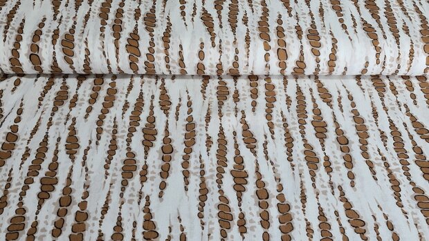 Viscose Crincle Abstract White