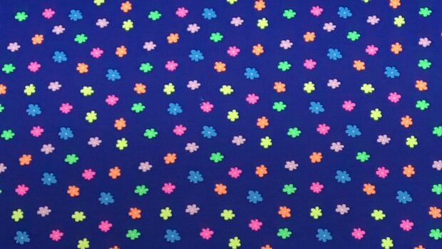 Cotton Jersey Neon Flowers Blue