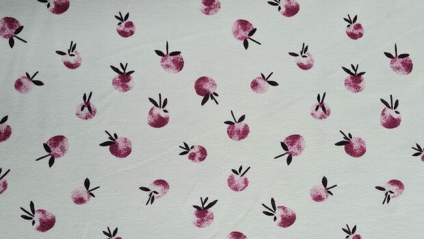 Organic Cotton Jersey Apples Fuchsia