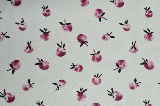 Organic Cotton Jersey Apples Fuchsia