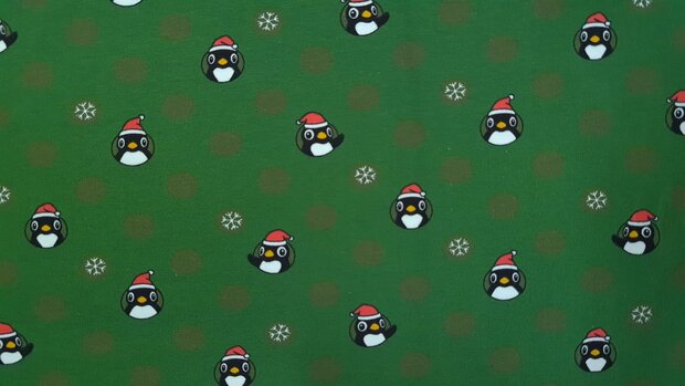 Cotton Jersey Christmas Pinguin Green