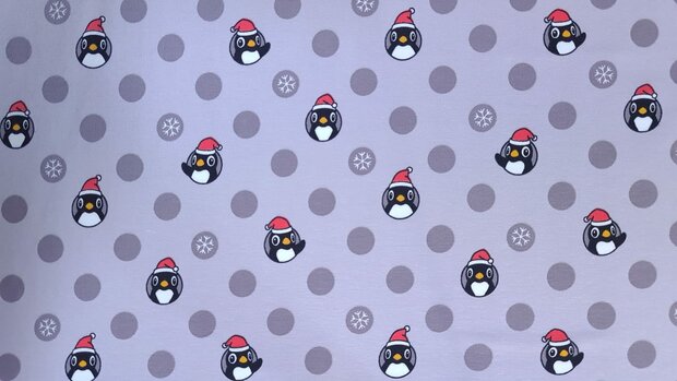 Cotton Jersey Christmas Pinguin Grey