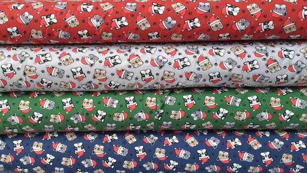 Cotton Jersey Christmas Dog Grey