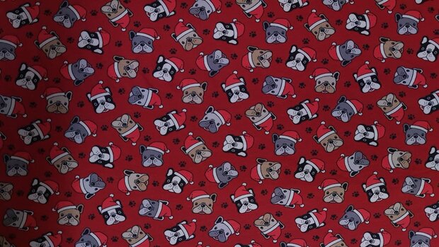 Cotton Jersey Christmas Dog Red