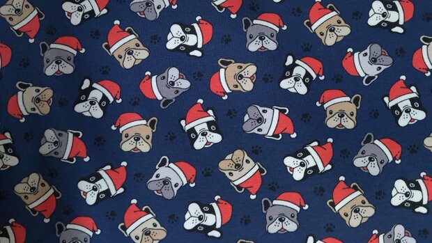 Cotton Jersey Christmas Dog Navy