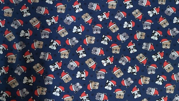 Cotton Jersey Christmas Dog Navy