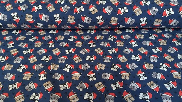 Cotton Jersey Christmas Dog Navy