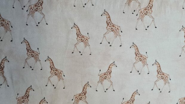 Cotton Jersey Digital Giraffes Off White