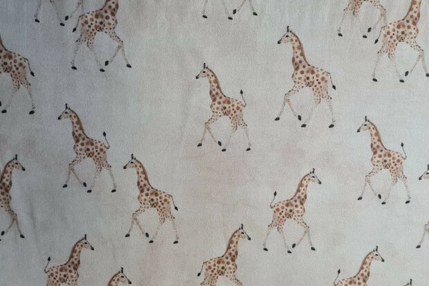 Cotton Jersey Digital Giraffes Off White