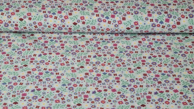 Cotton Jersey Small Flowers Mint
