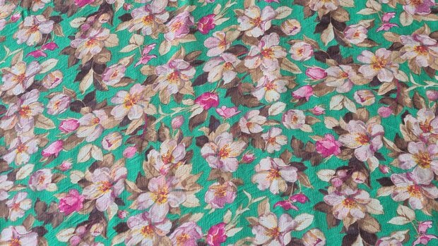 Viscose Crepe Flower Green