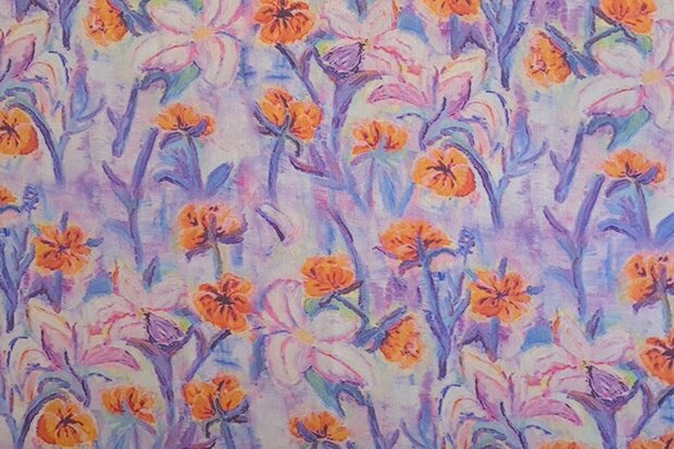 Viscose Digital Flowers Lilac