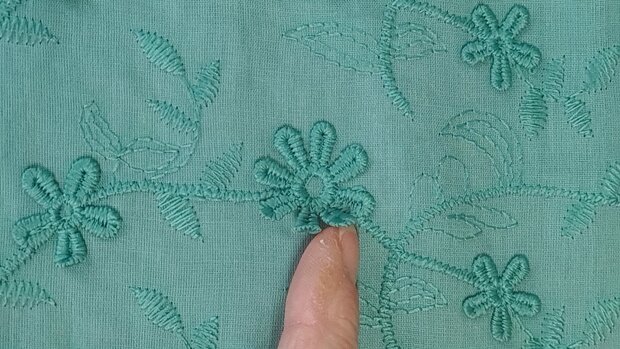 Cotton Voile Embroidery Old Green