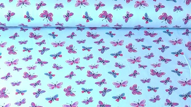 Cotton Jersey Butterfly Turquoise