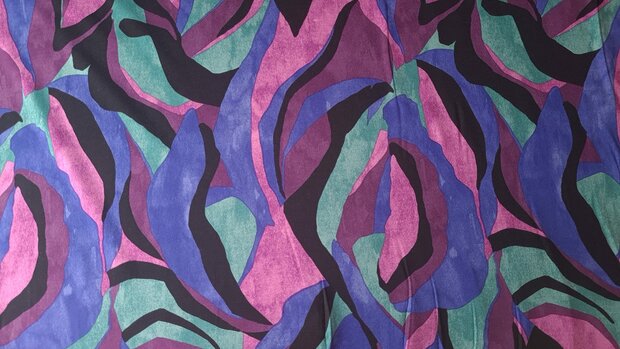 Heavy Viscose Jersey Abstract Multi-Purple