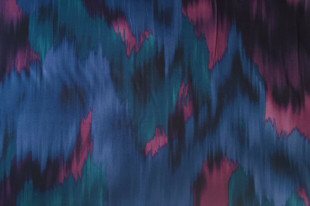 Viscose Satin Abstract Petrol