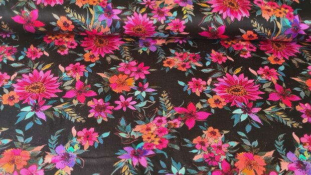 Cotton Satin Flowers Black