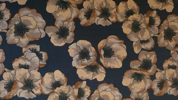 Viscose Crepe Flowers Black/Brown