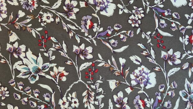 Viscose Jersey Fleurs Grey