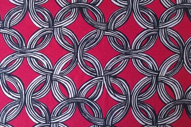 Viscose Crepe Abstract Red