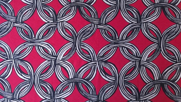 Viscose Crepe Abstract Red