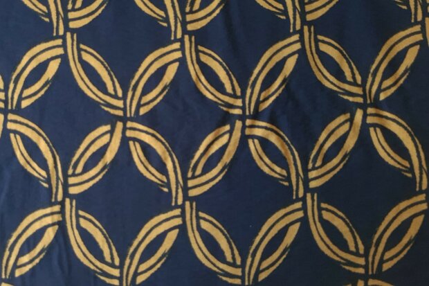 Viscose Crepe Abstract Navy/Oker