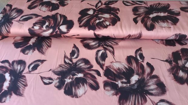 Viscose Satin Flowers Rosé