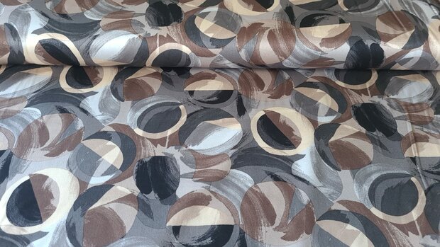 Viscose Satin Abstract Circles