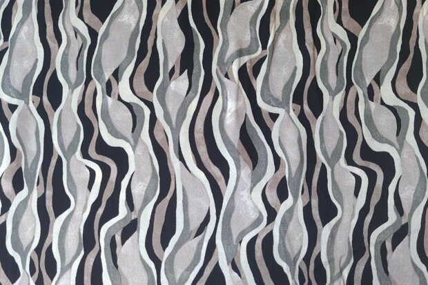 Viscose Satin Flames Grey