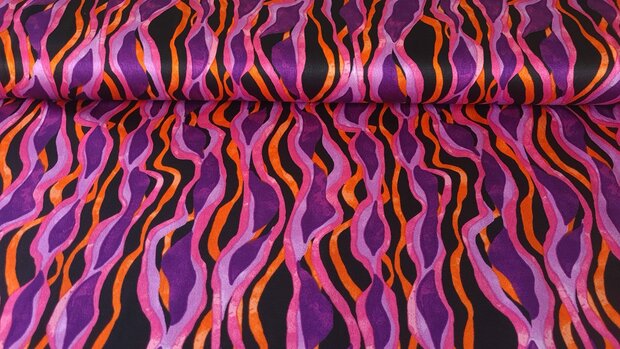 Viscose Satin Flames Cyclam