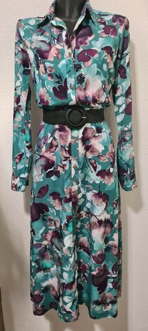 Viscose Twill Digital Flowers Petrol