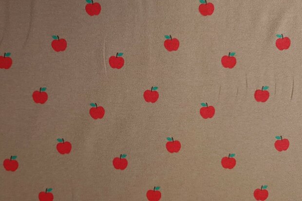 Cotton Jersey Apples Beige