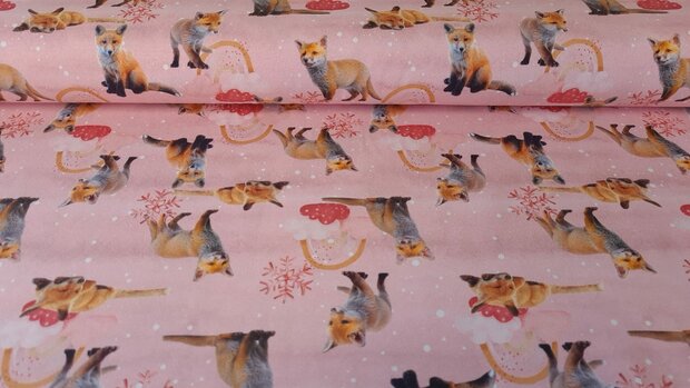 Cotton Jersey Digital Fox Dusty Pink