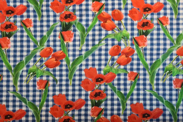 Cotton Jersey Digital Tulips Blue